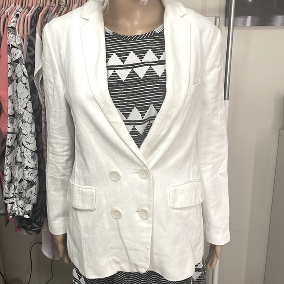 Zara linen blend double breasted blazer S - Picture 5 of 9